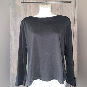 Zara Black Relaxed Long Sleeve Blouse